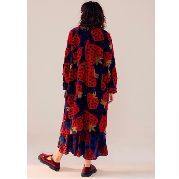 NWT FARM Rio Maxi heartberry fleece cardigan size XS S M L blue red green - Picture 7 of 12